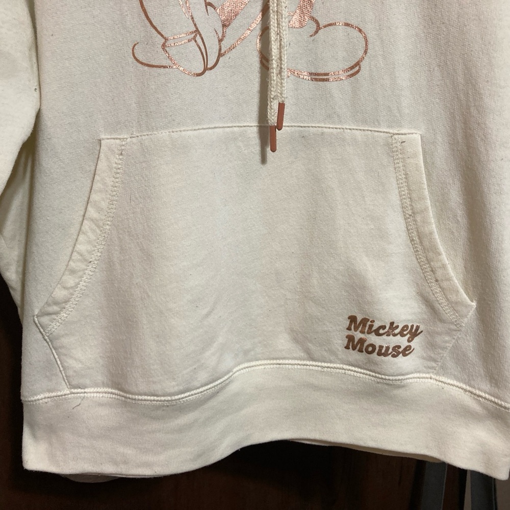 Disney Mickey Mouse Hoodie Sweatshirt youth  XL cream Rose Gold. - Picture 7 of 8